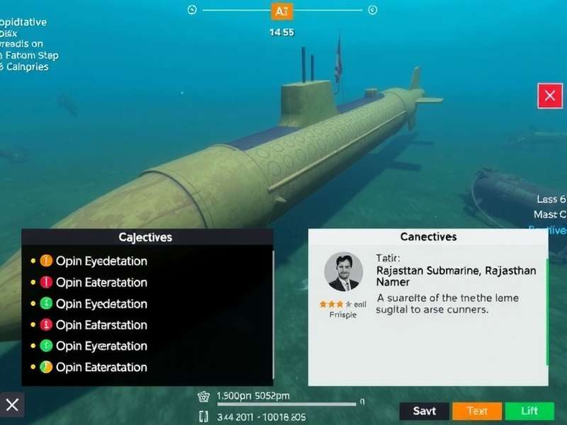 Rajasthan Submarine mission interface showing different objectives